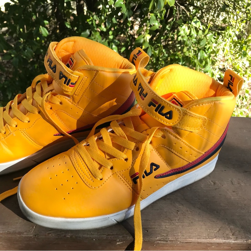 Fila “Vulc 13” Retro high top sneakers- mustard yellow/gold